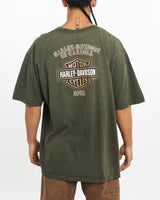Vintage, Harley, Davidson, Tee, The Real Deal, size extra large, colour Green, newtown, sydney, australia, thrift store, opshop, preloved, secondhand, sustainable, retro, antique, 70s, 80s, 90s, 2000s, 00s, fashion, clothing, streetwear, trendy, garment, style, boutique, store, shop, archive, sale, cheap, best, top, T-Shirts