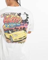 Vintage, Vette, Vues, Magazine, Racing, Tee, The Real Deal, size large, colour White, newtown, sydney, australia, thrift store, opshop, preloved, secondhand, sustainable, retro, antique, 70s, 80s, 90s, 2000s, 00s, fashion, clothing, streetwear, trendy, garment, style, boutique, store, shop, archive, sale, cheap, best, top, T-Shirts