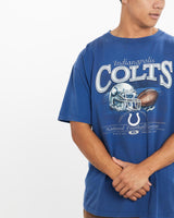 Vintage, NFL, Indianapolis, Colts, Tee, The Real Deal, size large, colour Blue, newtown, sydney, australia, thrift store, opshop, preloved, secondhand, sustainable, retro, antique, 70s, 80s, 90s, 2000s, 00s, fashion, clothing, streetwear, trendy, garment, style, boutique, store, shop, archive, sale, cheap, best, top, T-Shirts