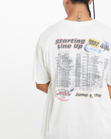 Vintage, Dover, Speedway, Racing, Tee, The Real Deal, size large, colour White, newtown, sydney, australia, thrift store, opshop, preloved, secondhand, sustainable, retro, antique, 70s, 80s, 90s, 2000s, 00s, fashion, clothing, streetwear, trendy, garment, style, boutique, store, shop, archive, sale, cheap, best, top, T-Shirts