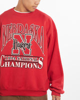 Vintage, 1994, NCAA, Nebraska, Huskers, Sweatshirt, The Real Deal, size extra large, colour Red, newtown, sydney, australia, thrift store, opshop, preloved, secondhand, sustainable, retro, antique, 70s, 80s, 90s, 2000s, 00s, fashion, clothing, streetwear, trendy, garment, style, boutique, store, shop, archive, sale, cheap, best, top, Sweats and hoodies