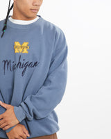 Vintage, 90s, Michigan, Sweatshirt, The Real Deal, size large, colour Blue, newtown, sydney, australia, thrift store, opshop, preloved, secondhand, sustainable, retro, antique, 70s, 80s, 90s, 2000s, 00s, fashion, clothing, streetwear, trendy, garment, style, boutique, store, shop, archive, sale, cheap, best, top, Sweats and hoodies
