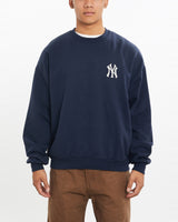 Vintage, 90s, MLB, New, York, Yankees, Sweatshirt, The Real Deal, size large, colour Navy, newtown, sydney, australia, thrift store, opshop, preloved, secondhand, sustainable, retro, antique, 70s, 80s, 90s, 2000s, 00s, fashion, clothing, streetwear, trendy, garment, style, boutique, store, shop, archive, sale, cheap, best, top, Sweats and hoodies
