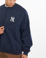 Vintage, 90s, MLB, New, York, Yankees, Sweatshirt, The Real Deal, size large, colour Navy, newtown, sydney, australia, thrift store, opshop, preloved, secondhand, sustainable, retro, antique, 70s, 80s, 90s, 2000s, 00s, fashion, clothing, streetwear, trendy, garment, style, boutique, store, shop, archive, sale, cheap, best, top, Sweats and hoodies