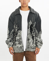 Vintage, All, Over, Print, Wolf, Wildlife, Fleece, Jacket, The Real Deal, size extra large, colour Grey, newtown, sydney, australia, thrift store, opshop, preloved, secondhand, sustainable, retro, antique, 70s, 80s, 90s, 2000s, 00s, fashion, clothing, streetwear, trendy, garment, style, boutique, store, shop, archive, sale, cheap, best, top, Jackets