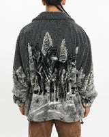 Vintage, All, Over, Print, Wolf, Wildlife, Fleece, Jacket, The Real Deal, size extra large, colour Grey, newtown, sydney, australia, thrift store, opshop, preloved, secondhand, sustainable, retro, antique, 70s, 80s, 90s, 2000s, 00s, fashion, clothing, streetwear, trendy, garment, style, boutique, store, shop, archive, sale, cheap, best, top, Jackets