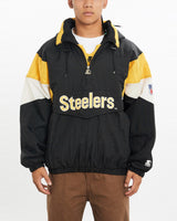 Vintage, 90s, Starter, NFL, Pittsburgh, Steelers, Jacket, The Real Deal, size large, colour Black, newtown, sydney, australia, thrift store, opshop, preloved, secondhand, sustainable, retro, antique, 70s, 80s, 90s, 2000s, 00s, fashion, clothing, streetwear, trendy, garment, style, boutique, store, shop, archive, sale, cheap, best, top, Jackets
