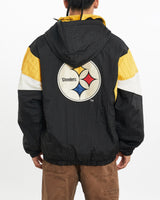 Vintage, 90s, Starter, NFL, Pittsburgh, Steelers, Jacket, The Real Deal, size large, colour Black, newtown, sydney, australia, thrift store, opshop, preloved, secondhand, sustainable, retro, antique, 70s, 80s, 90s, 2000s, 00s, fashion, clothing, streetwear, trendy, garment, style, boutique, store, shop, archive, sale, cheap, best, top, Jackets
