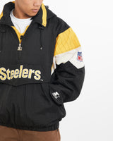 Vintage, 90s, Starter, NFL, Pittsburgh, Steelers, Jacket, The Real Deal, size large, colour Black, newtown, sydney, australia, thrift store, opshop, preloved, secondhand, sustainable, retro, antique, 70s, 80s, 90s, 2000s, 00s, fashion, clothing, streetwear, trendy, garment, style, boutique, store, shop, archive, sale, cheap, best, top, Jackets
