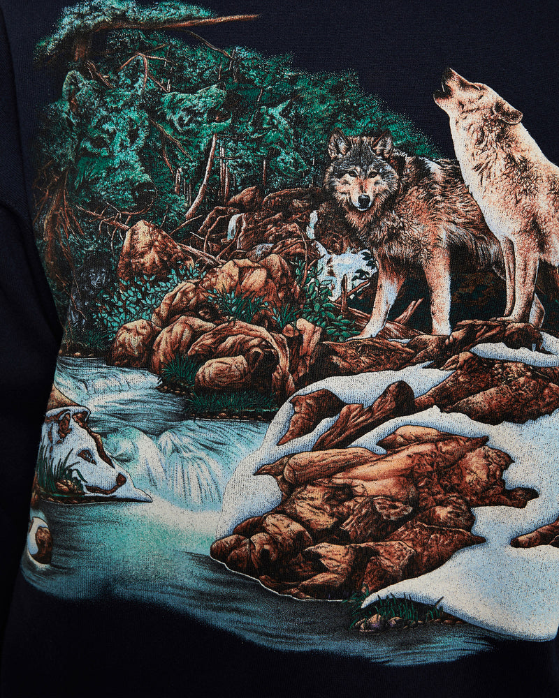 90s Wolf Wildlife Sweatshirt <br>L