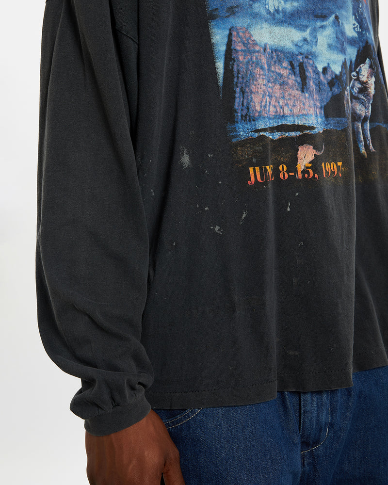 Vintage 1997 Motorcycle Rally Week Long Sleeve Tee <br>L , The Real Deal , newtown, sydney, australia, thrift store, opshop, preloved, secondhand, sustainable, retro, antique, 70s, 80s, 90s, 2000s, 00s, fashion, clothing, streetwear, trendy, garment, style, boutique, store, shop, archive, sale, cheap, best, top