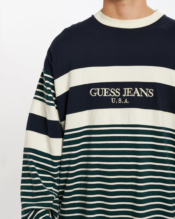 90s Guess Striped Long Sleeve Tee <br>XL