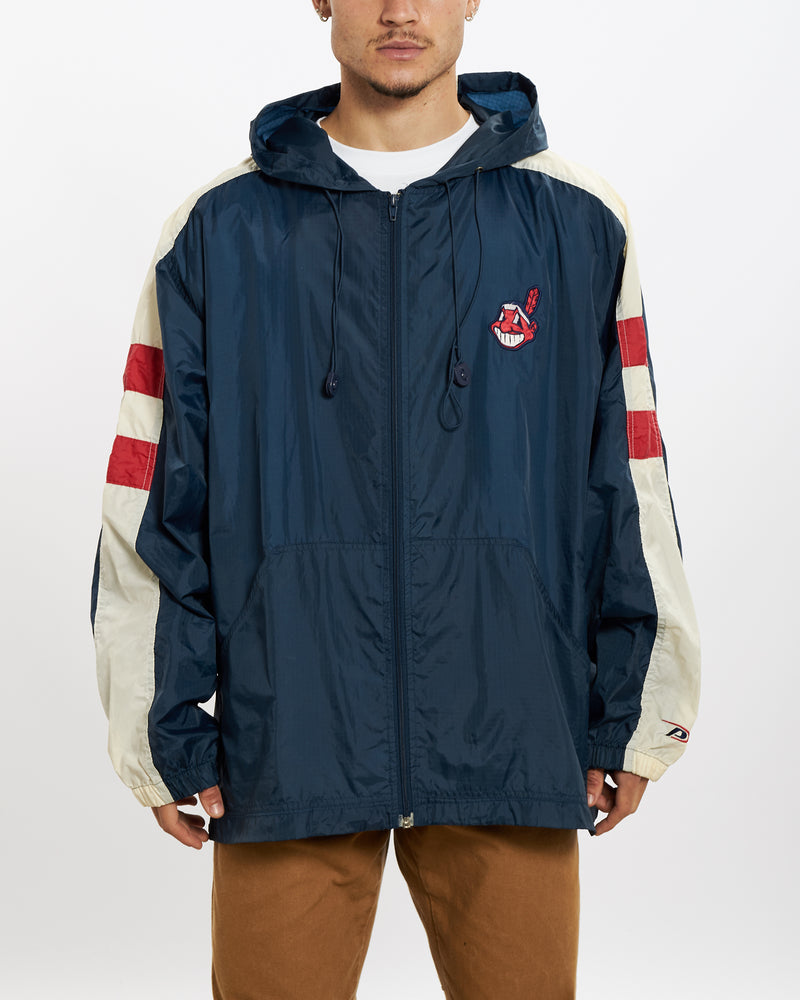 Vintage 90s Cleveland Indians Spray Jacket <br>L , The Real Deal , newtown, sydney, australia, thrift store, opshop, preloved, secondhand, sustainable, retro, antique, 70s, 80s, 90s, 2000s, 00s, fashion, clothing, streetwear, trendy, garment, style, boutique, store, shop, archive, sale, cheap, best, top