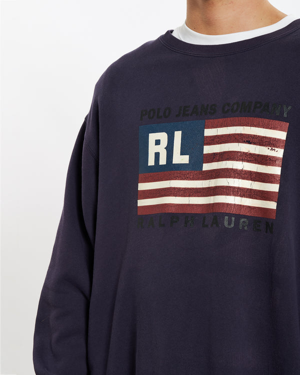 90s Ralph Lauren Polo Jeans Co. Flag Sweatshirt <br>XL