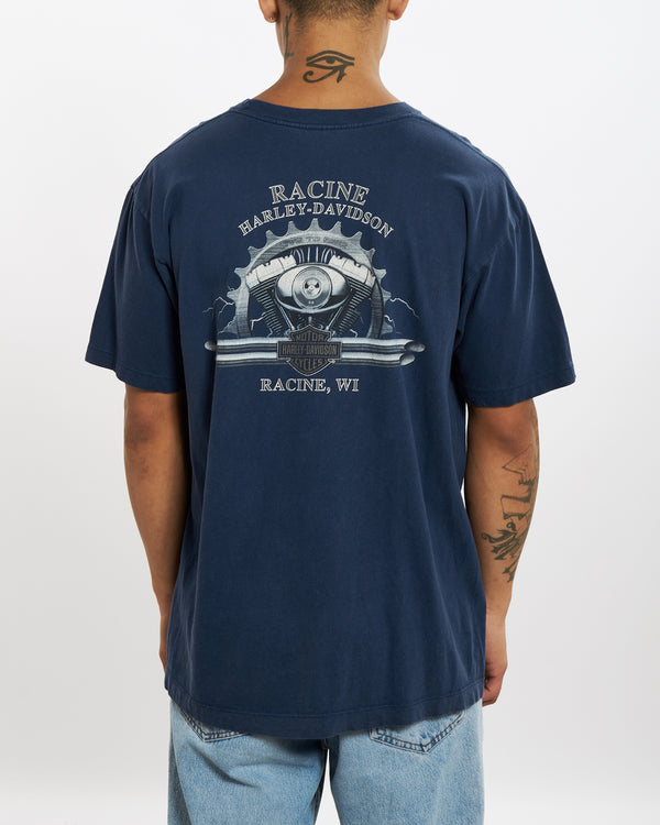 Vintage Harley Davidson 'Racine, WI' Tee <br>XL , The Real Deal , newtown, sydney, australia, thrift store, opshop, preloved, secondhand, sustainable, retro, antique, 70s, 80s, 90s, 2000s, 00s, fashion, clothing, streetwear, trendy, garment, style, boutique, store, shop, archive, sale, cheap, best, top