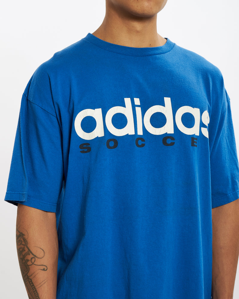 Vintage 90s Adidas Soccer Spell Out Tee <br>XL , The Real Deal , newtown, sydney, australia, thrift store, opshop, preloved, secondhand, sustainable, retro, antique, 70s, 80s, 90s, 2000s, 00s, fashion, clothing, streetwear, trendy, garment, style, boutique, store, shop, archive, sale, cheap, best, top