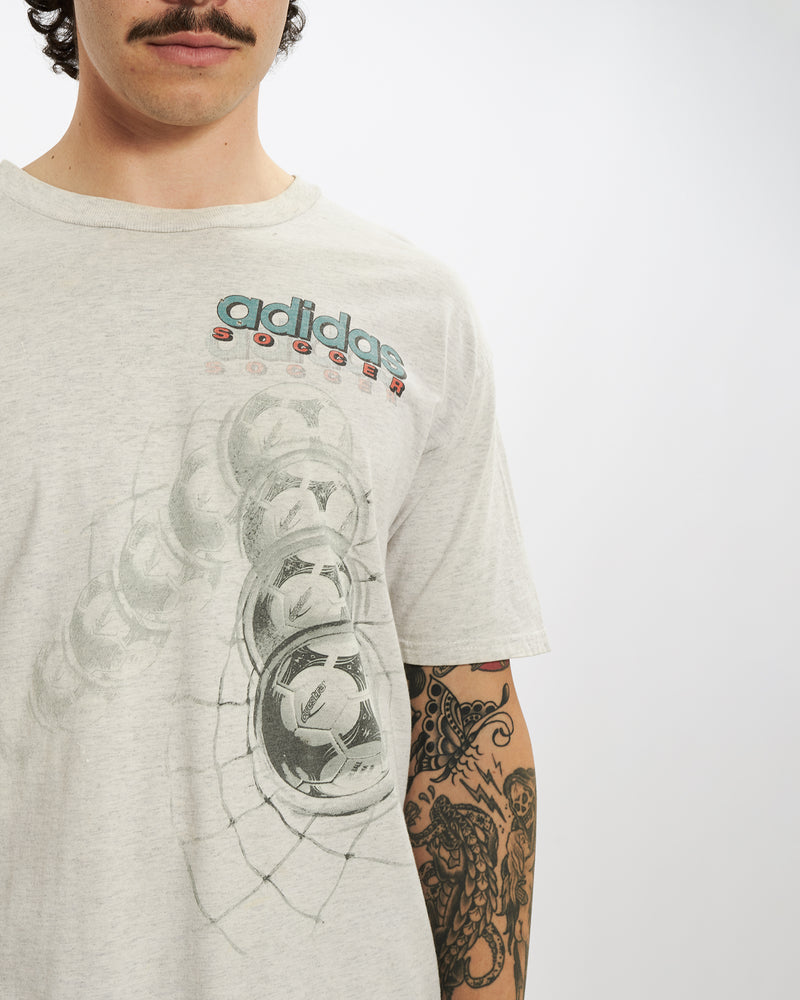 Vintage 1995 Adidas Soccer Tee <br>M , The Real Deal , newtown, sydney, australia, thrift store, opshop, preloved, secondhand, sustainable, retro, antique, 70s, 80s, 90s, 2000s, 00s, fashion, clothing, streetwear, trendy, garment, style, boutique, store, shop, archive, sale, cheap, best, top