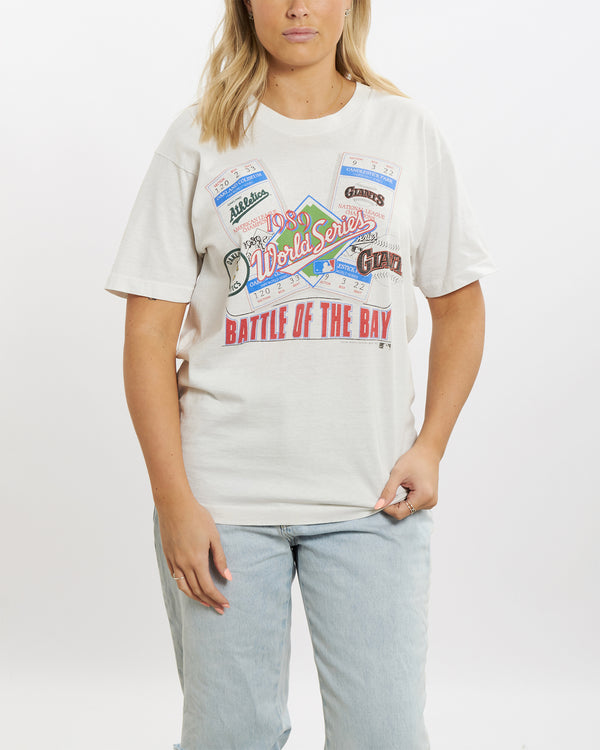 Vintage 1989 World Series 'Oakland A's v Giants' Tee <br>M , The Real Deal , newtown, sydney, australia, thrift store, opshop, preloved, secondhand, sustainable, retro, antique, 70s, 80s, 90s, 2000s, 00s, fashion, clothing, streetwear, trendy, garment, style, boutique, store, shop, archive, sale, cheap, best, top