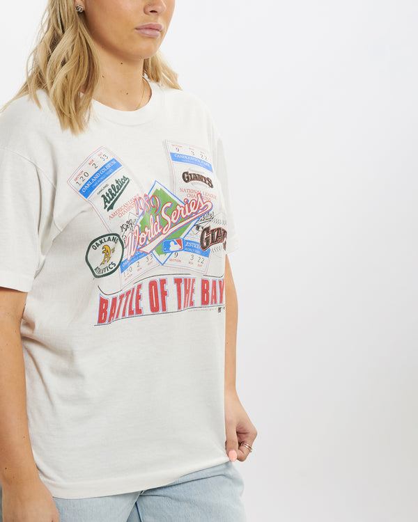 Vintage 1989 World Series 'Oakland A's v Giants' Tee <br>M , The Real Deal , newtown, sydney, australia, thrift store, opshop, preloved, secondhand, sustainable, retro, antique, 70s, 80s, 90s, 2000s, 00s, fashion, clothing, streetwear, trendy, garment, style, boutique, store, shop, archive, sale, cheap, best, top