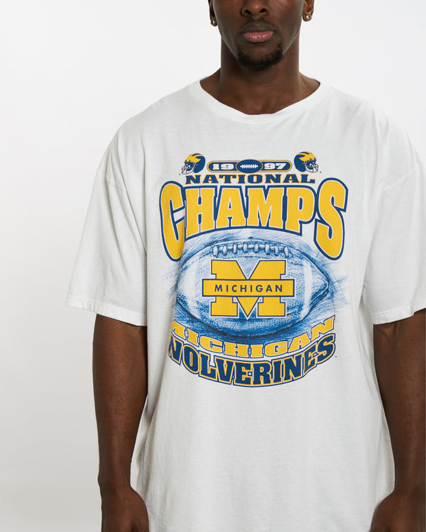 Vintage 1997 NFL Michigan Wolverines Tee <br>XL , The Real Deal , newtown, sydney, australia, thrift store, opshop, preloved, secondhand, sustainable, retro, antique, 70s, 80s, 90s, 2000s, 00s, fashion, clothing, streetwear, trendy, garment, style, boutique, store, shop, archive, sale, cheap, best, top