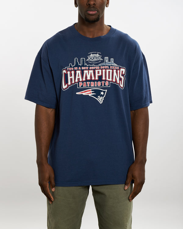 Vintage NFL New England Patriots Super Bowl Tee <br>XL , The Real Deal , newtown, sydney, australia, thrift store, opshop, preloved, secondhand, sustainable, retro, antique, 70s, 80s, 90s, 2000s, 00s, fashion, clothing, streetwear, trendy, garment, style, boutique, store, shop, archive, sale, cheap, best, top