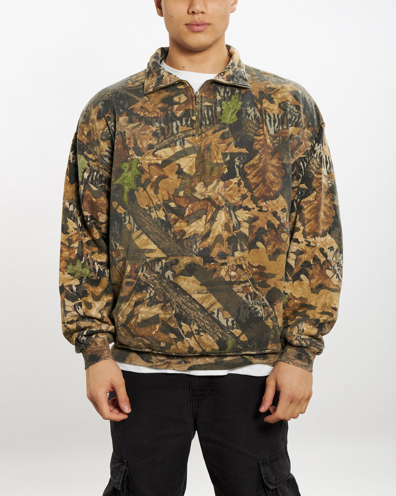 Vintage Real Tree Camo Quarter Zip Sweatshirt <br>L , The Real Deal , newtown, sydney, australia, thrift store, opshop, preloved, secondhand, sustainable, retro, antique, 70s, 80s, 90s, 2000s, 00s, fashion, clothing, streetwear, trendy, garment, style, boutique, store, shop, archive, sale, cheap, best, top