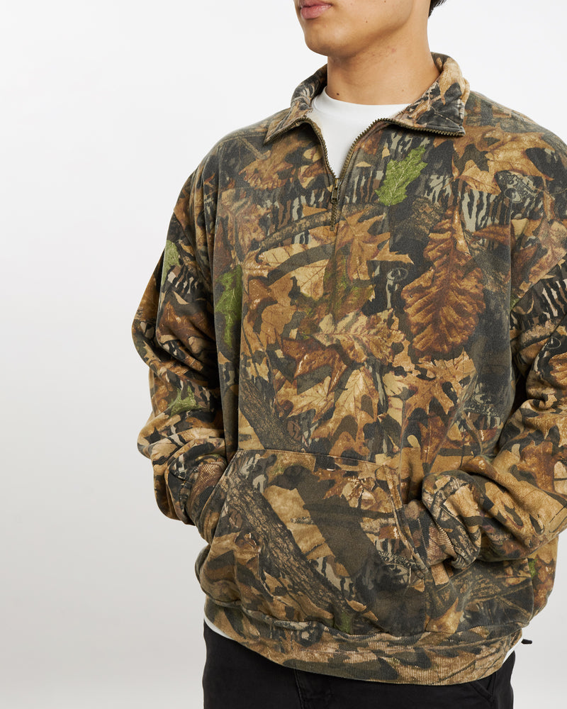 Vintage Real Tree Camo Quarter Zip Sweatshirt <br>L