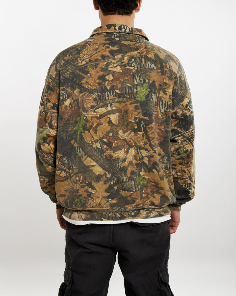 Vintage Real Tree Camo Quarter Zip Sweatshirt <br>L , The Real Deal , newtown, sydney, australia, thrift store, opshop, preloved, secondhand, sustainable, retro, antique, 70s, 80s, 90s, 2000s, 00s, fashion, clothing, streetwear, trendy, garment, style, boutique, store, shop, archive, sale, cheap, best, top