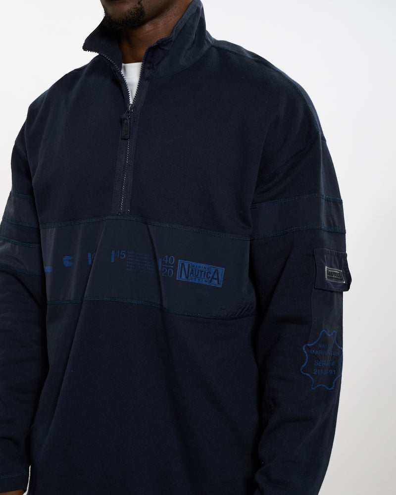 Vintage Nautica Quarter Zip Sweatshirt <br>XL , The Real Deal , newtown, sydney, australia, thrift store, opshop, preloved, secondhand, sustainable, retro, antique, 70s, 80s, 90s, 2000s, 00s, fashion, clothing, streetwear, trendy, garment, style, boutique, store, shop, archive, sale, cheap, best, top