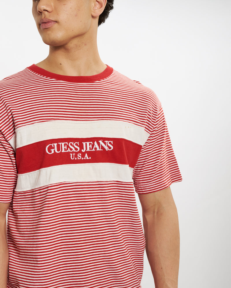 Vintage 1989 Guess Jeans Striped Tee <br>L , The Real Deal , newtown, sydney, australia, thrift store, opshop, preloved, secondhand, sustainable, retro, antique, 70s, 80s, 90s, 2000s, 00s, fashion, clothing, streetwear, trendy, garment, style, boutique, store, shop, archive, sale, cheap, best, top