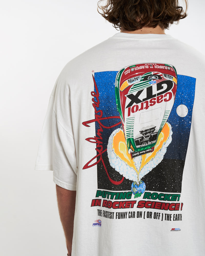 Vintage Deadstock Racing Tee <br>XL , The Real Deal , newtown, sydney, australia, thrift store, opshop, preloved, secondhand, sustainable, retro, antique, 70s, 80s, 90s, 2000s, 00s, fashion, clothing, streetwear, trendy, garment, style, boutique, store, shop, archive, sale, cheap, best, top