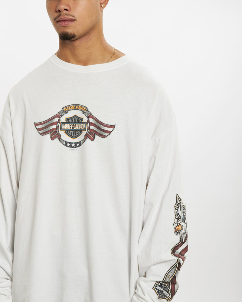 Vintage Harley Davidson Long Sleeve Tee <br>XXL , The Real Deal , newtown, sydney, australia, thrift store, opshop, preloved, secondhand, sustainable, retro, antique, 70s, 80s, 90s, 2000s, 00s, fashion, clothing, streetwear, trendy, garment, style, boutique, store, shop, archive, sale, cheap, best, top