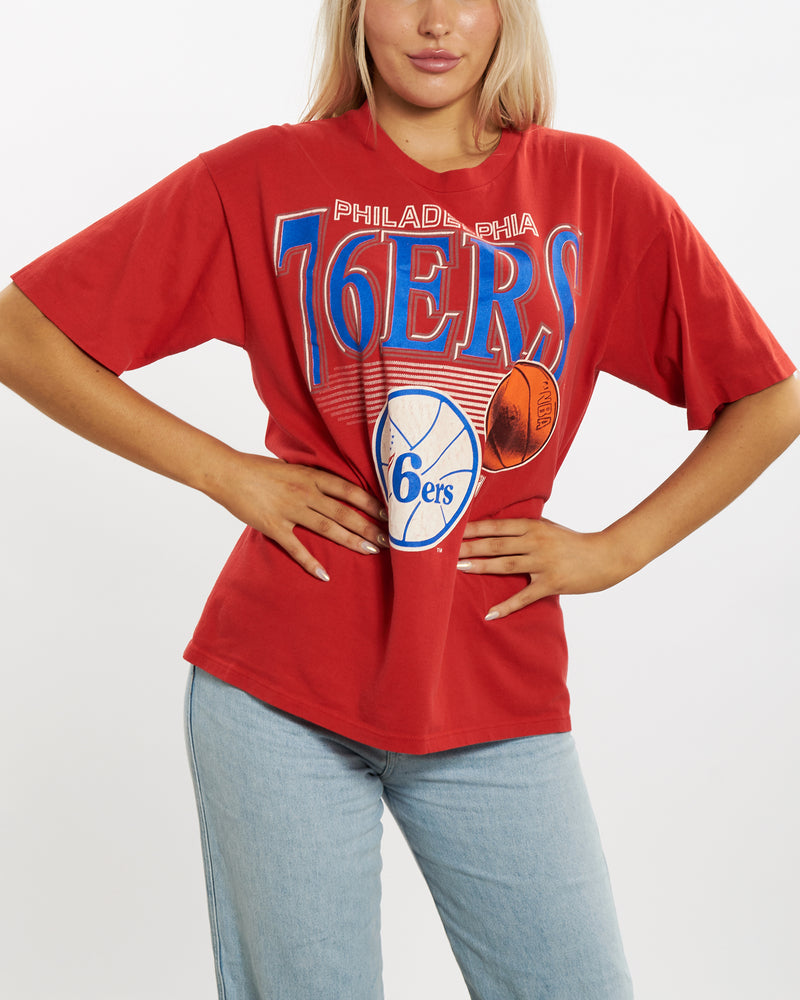 Vintage 80s NBA Philadelphia 76ers Tee <br>M , The Real Deal , newtown, sydney, australia, thrift store, opshop, preloved, secondhand, sustainable, retro, antique, 70s, 80s, 90s, 2000s, 00s, fashion, clothing, streetwear, trendy, garment, style, boutique, store, shop, archive, sale, cheap, best, top