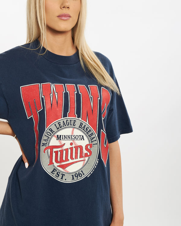 Vintage 1991 MLB Minnesota Twins Tee <br>M , The Real Deal , newtown, sydney, australia, thrift store, opshop, preloved, secondhand, sustainable, retro, antique, 70s, 80s, 90s, 2000s, 00s, fashion, clothing, streetwear, trendy, garment, style, boutique, store, shop, archive, sale, cheap, best, top