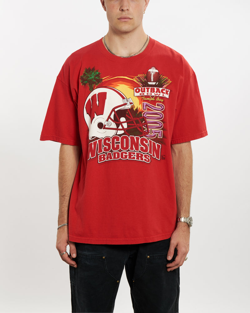 Vintage NCAA Wisconsin Badgers Tee <br>L , The Real Deal , newtown, sydney, australia, thrift store, opshop, preloved, secondhand, sustainable, retro, antique, 70s, 80s, 90s, 2000s, 00s, fashion, clothing, streetwear, trendy, garment, style, boutique, store, shop, archive, sale, cheap, best, top