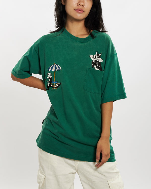1994 Looney Tunes Embroidered Pocket Tee <br>M