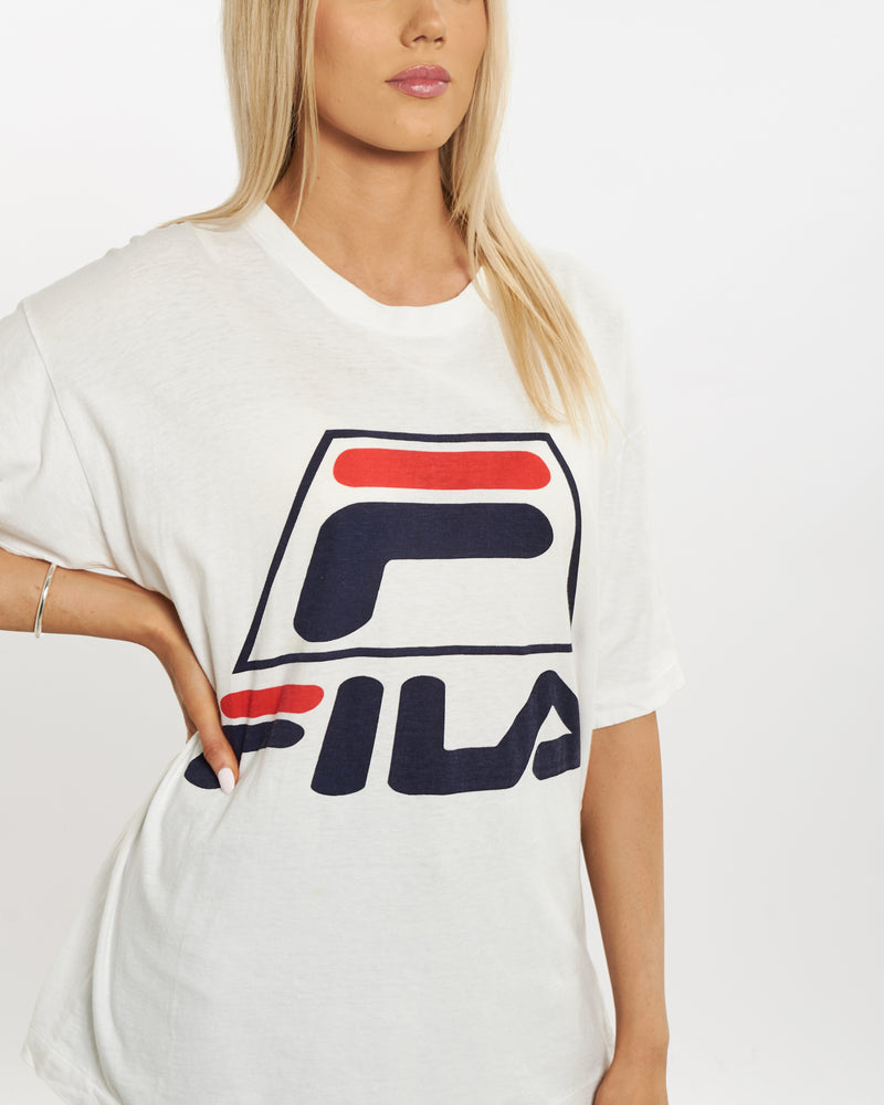 Vintage 90s Fila Tee <br>M , The Real Deal , newtown, sydney, australia, thrift store, opshop, preloved, secondhand, sustainable, retro, antique, 70s, 80s, 90s, 2000s, 00s, fashion, clothing, streetwear, trendy, garment, style, boutique, store, shop, archive, sale, cheap, best, top