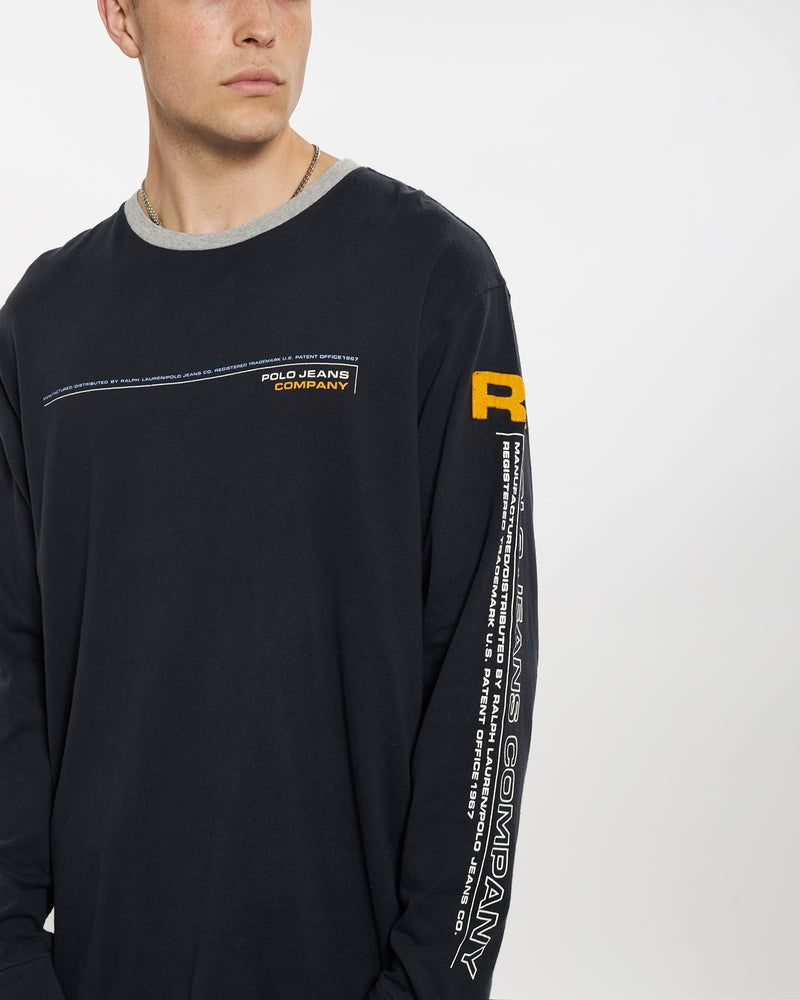 Vintage 90s Ralph Lauren Polo Jeans Co. Long Sleeve Tee <br>L , The Real Deal , newtown, sydney, australia, thrift store, opshop, preloved, secondhand, sustainable, retro, antique, 70s, 80s, 90s, 2000s, 00s, fashion, clothing, streetwear, trendy, garment, style, boutique, store, shop, archive, sale, cheap, best, top