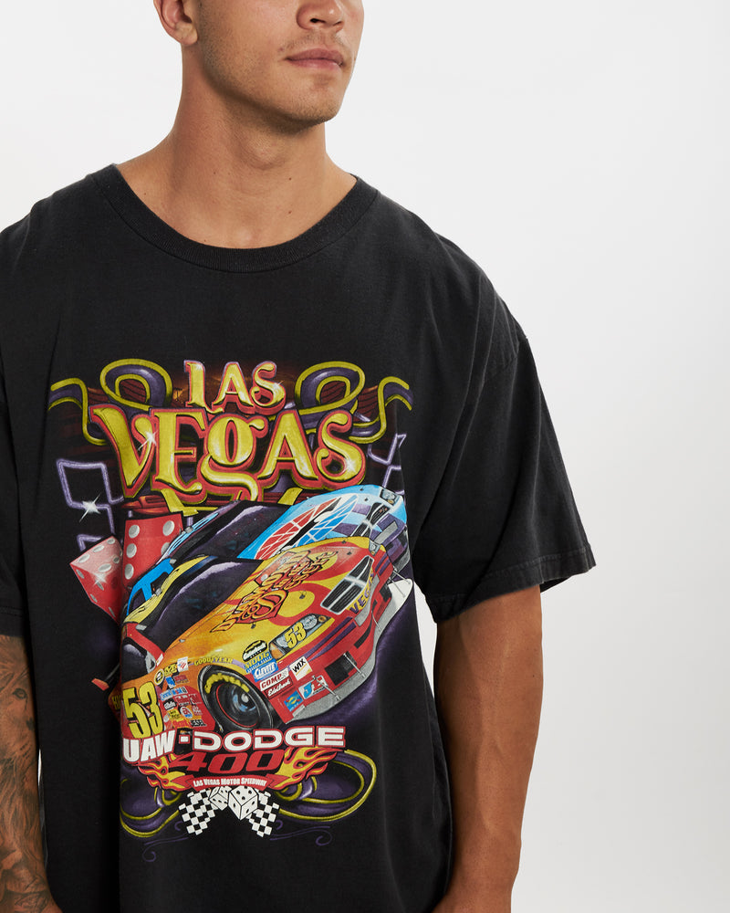 Vintage Las Vegas Racing Tee <br>XL , The Real Deal , newtown, sydney, australia, thrift store, opshop, preloved, secondhand, sustainable, retro, antique, 70s, 80s, 90s, 2000s, 00s, fashion, clothing, streetwear, trendy, garment, style, boutique, store, shop, archive, sale, cheap, best, top