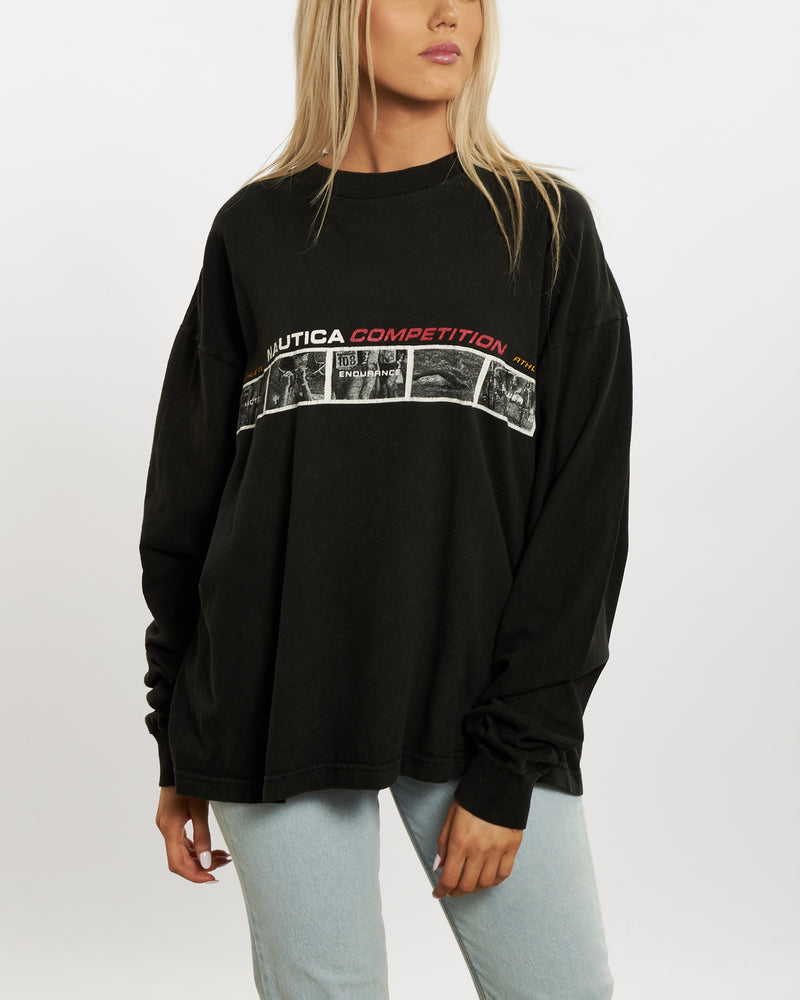 Vintage Nautica 'Competition' Long Sleeve Tee <br>M , The Real Deal , newtown, sydney, australia, thrift store, opshop, preloved, secondhand, sustainable, retro, antique, 70s, 80s, 90s, 2000s, 00s, fashion, clothing, streetwear, trendy, garment, style, boutique, store, shop, archive, sale, cheap, best, top