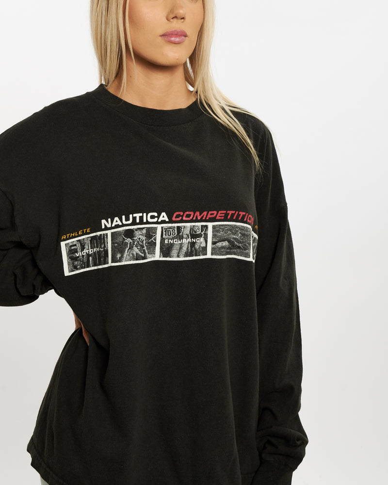 Vintage Nautica 'Competition' Long Sleeve Tee <br>M , The Real Deal , newtown, sydney, australia, thrift store, opshop, preloved, secondhand, sustainable, retro, antique, 70s, 80s, 90s, 2000s, 00s, fashion, clothing, streetwear, trendy, garment, style, boutique, store, shop, archive, sale, cheap, best, top