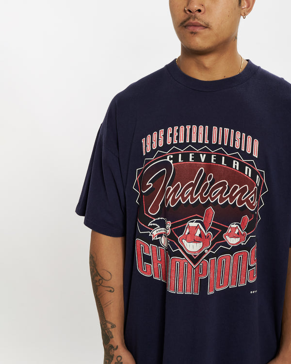 Vintage 1995 MLB Cleveland Indians Tee <br>XL , The Real Deal , newtown, sydney, australia, thrift store, opshop, preloved, secondhand, sustainable, retro, antique, 70s, 80s, 90s, 2000s, 00s, fashion, clothing, streetwear, trendy, garment, style, boutique, store, shop, archive, sale, cheap, best, top