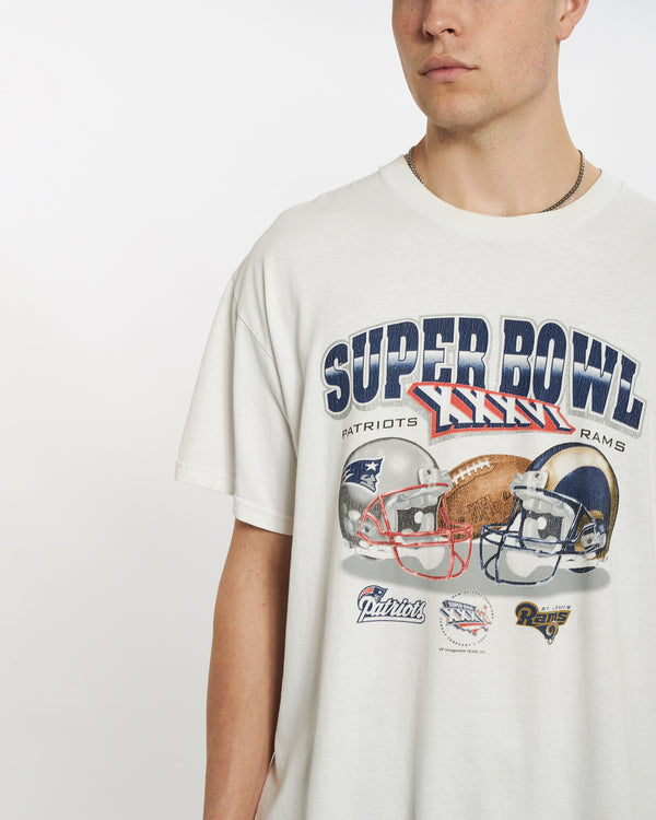 90s NFL Patriots v Rams Super Bowl Tee <br>M
