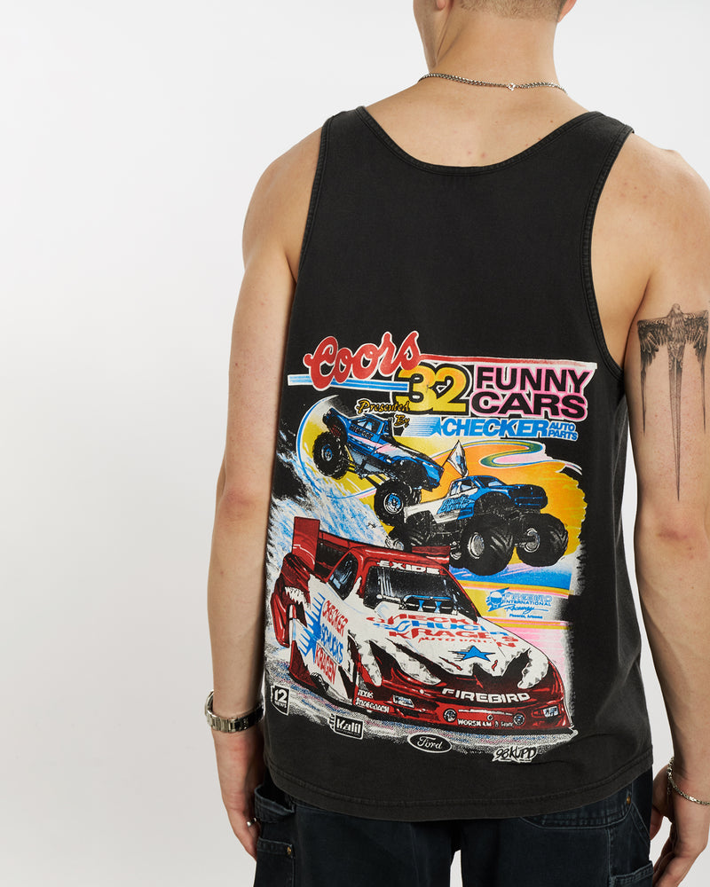 Vintage 90s Coors Racing Tank <br>L , The Real Deal , newtown, sydney, australia, thrift store, opshop, preloved, secondhand, sustainable, retro, antique, 70s, 80s, 90s, 2000s, 00s, fashion, clothing, streetwear, trendy, garment, style, boutique, store, shop, archive, sale, cheap, best, top