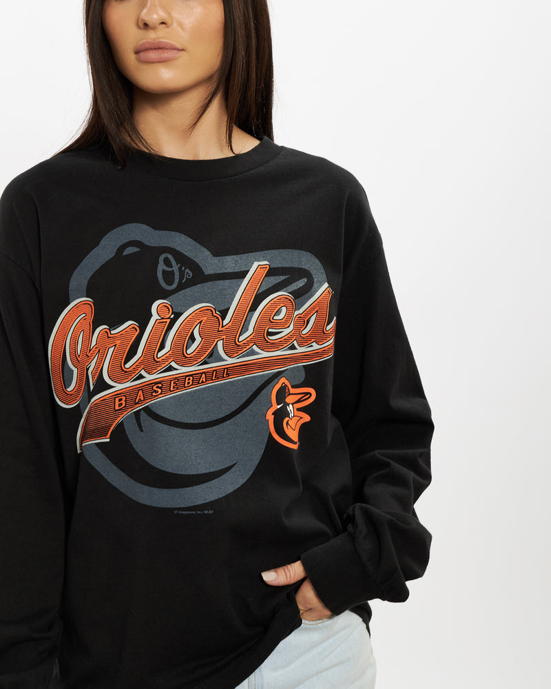 Vintage MLB Baltimore Orioles Long Sleeve Tee <br>S , The Real Deal , newtown, sydney, australia, thrift store, opshop, preloved, secondhand, sustainable, retro, antique, 70s, 80s, 90s, 2000s, 00s, fashion, clothing, streetwear, trendy, garment, style, boutique, store, shop, archive, sale, cheap, best, top