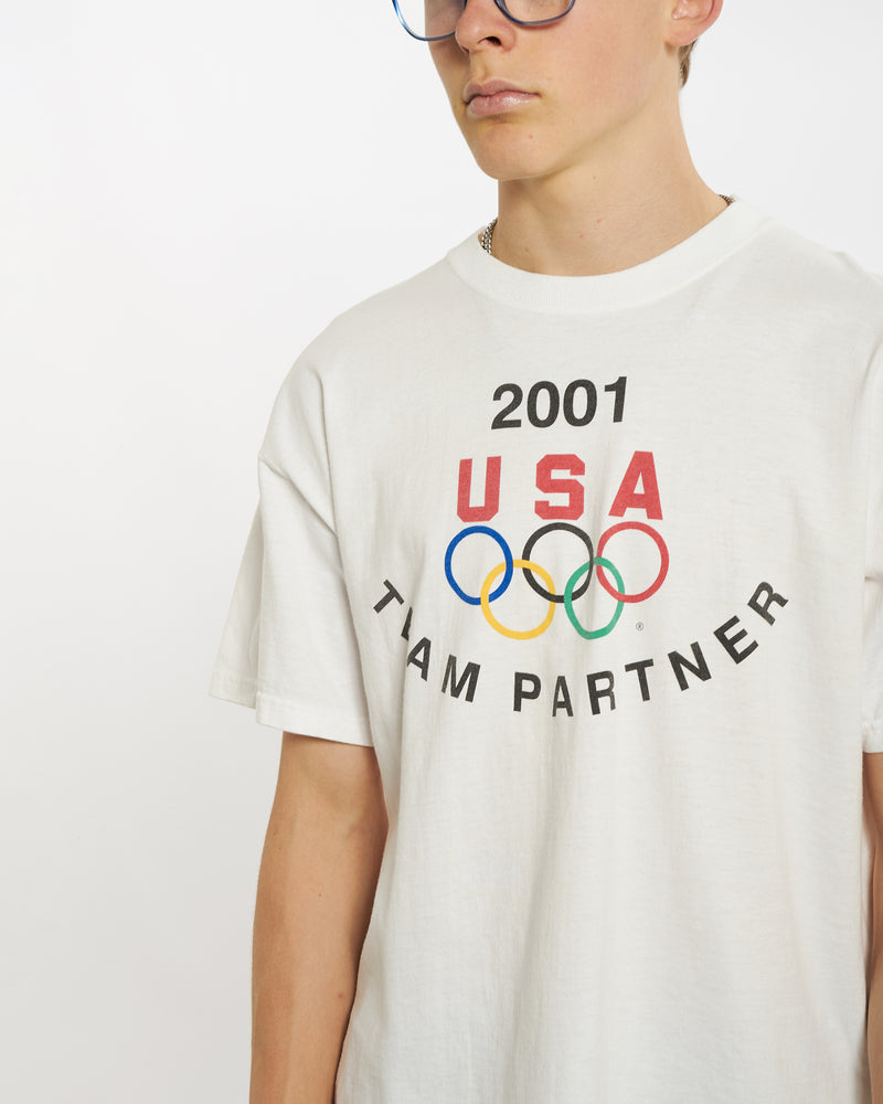 Vintage Olympics USA Team Partner Tee <br>L , The Real Deal , newtown, sydney, australia, thrift store, opshop, preloved, secondhand, sustainable, retro, antique, 70s, 80s, 90s, 2000s, 00s, fashion, clothing, streetwear, trendy, garment, style, boutique, store, shop, archive, sale, cheap, best, top