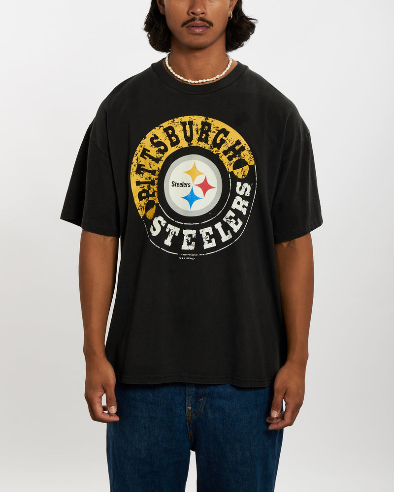 Vintage 1997 NFL Pittsburgh Steelers Tee <br>L , The Real Deal , newtown, sydney, australia, thrift store, opshop, preloved, secondhand, sustainable, retro, antique, 70s, 80s, 90s, 2000s, 00s, fashion, clothing, streetwear, trendy, garment, style, boutique, store, shop, archive, sale, cheap, best, top