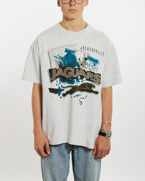 Vintage 90s NFL Jacksonville Jaguars Tee <br>L , The Real Deal , newtown, sydney, australia, thrift store, opshop, preloved, secondhand, sustainable, retro, antique, 70s, 80s, 90s, 2000s, 00s, fashion, clothing, streetwear, trendy, garment, style, boutique, store, shop, archive, sale, cheap, best, top