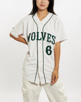 Vintage 90s Russell Athletic 'Wolves' Baseball Jersey <br>M , The Real Deal , newtown, sydney, australia, thrift store, opshop, preloved, secondhand, sustainable, retro, antique, 70s, 80s, 90s, 2000s, 00s, fashion, clothing, streetwear, trendy, garment, style, boutique, store, shop, archive, sale, cheap, best, top