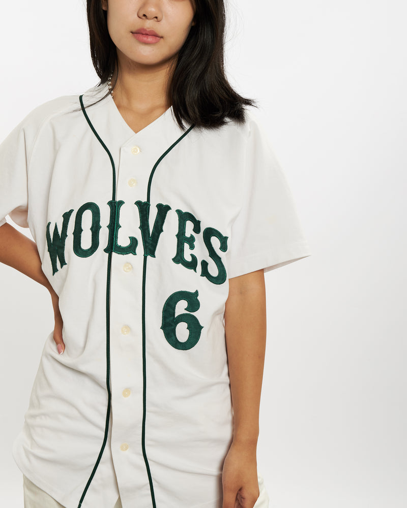 Vintage 90s Russell Athletic 'Wolves' Baseball Jersey <br>M , The Real Deal , newtown, sydney, australia, thrift store, opshop, preloved, secondhand, sustainable, retro, antique, 70s, 80s, 90s, 2000s, 00s, fashion, clothing, streetwear, trendy, garment, style, boutique, store, shop, archive, sale, cheap, best, top